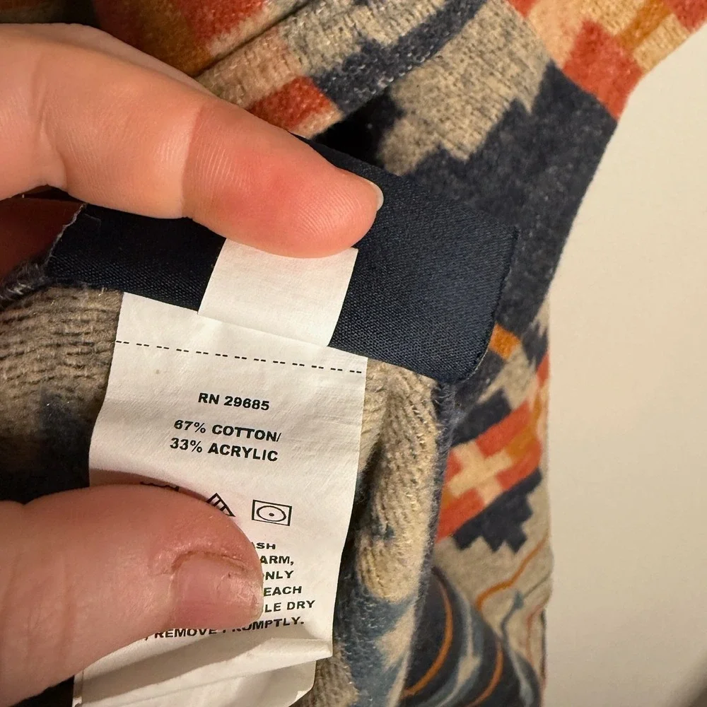 Pendleton Home Tan Blue Trail Ridge‎ Organic Cotton Throw Aztec Comfy Blanket